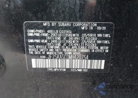 2021 Subaru Forester Limited from USA, damaged, VIN JF2SKASC0MH420754